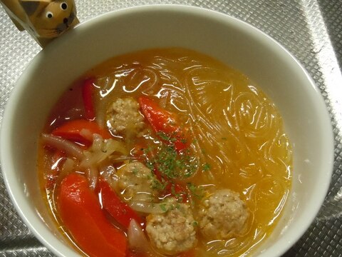 とろ～り野菜と肉団子の簡単スープ